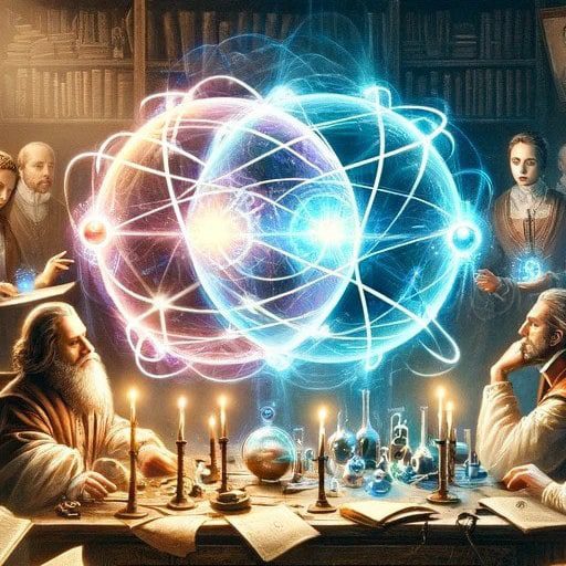 Renaissance-Italy-style-this-image-depicts-two-orbs-interconnected-through-quantum-entanglement-with-people-observing-the-phenomena